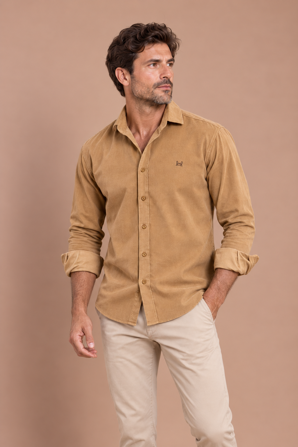 Camisa micropana camel