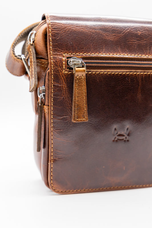 Bolso bandolera piel marrón