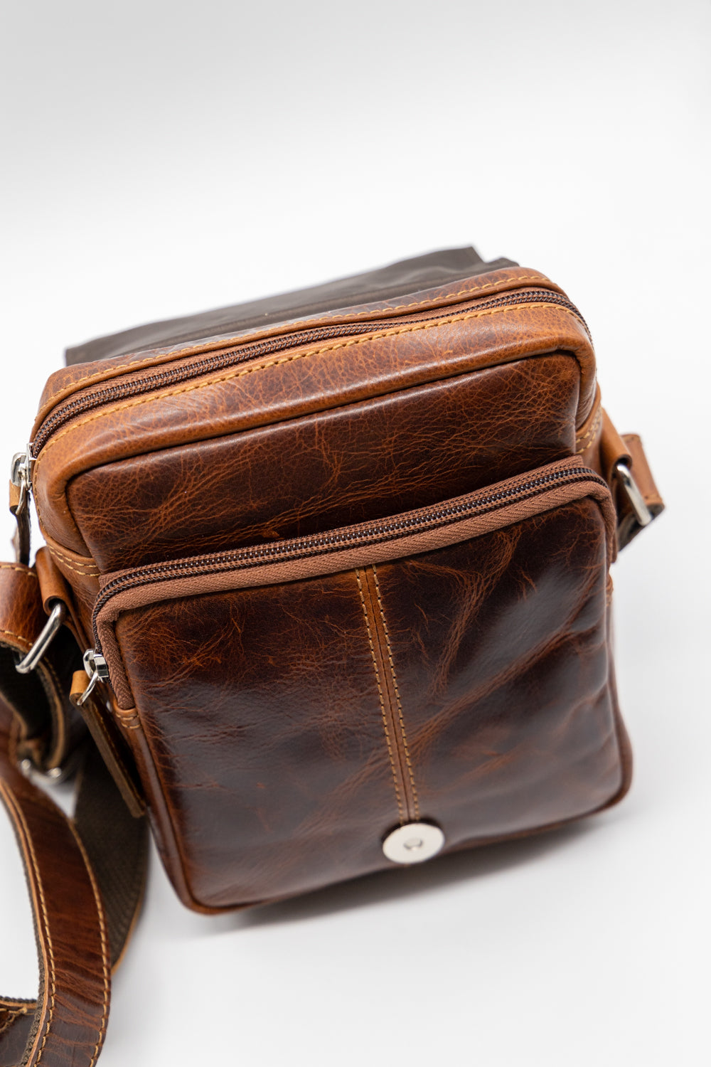 Bolso bandolera piel marrón