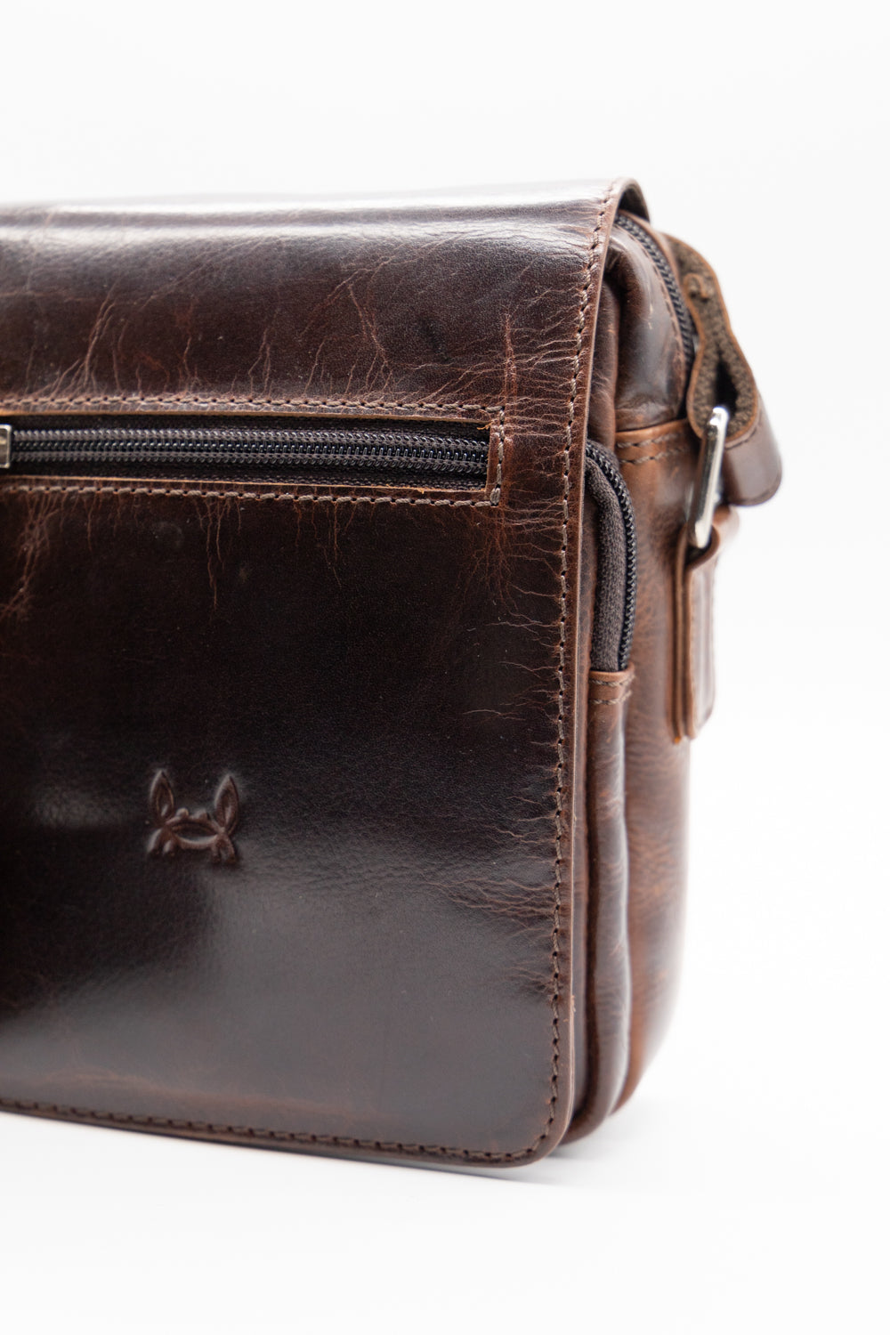 Bolso bandolera piel marrón oscuro