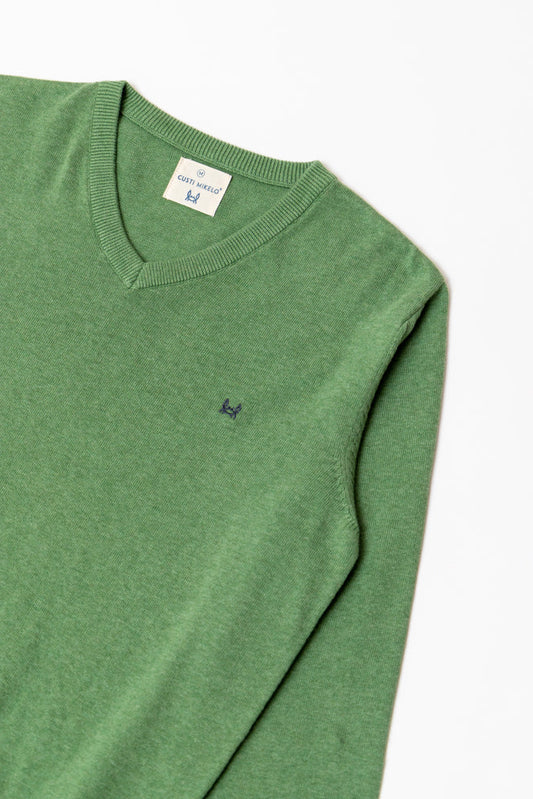 Jersey Básico Cuello Pico Verde Medio