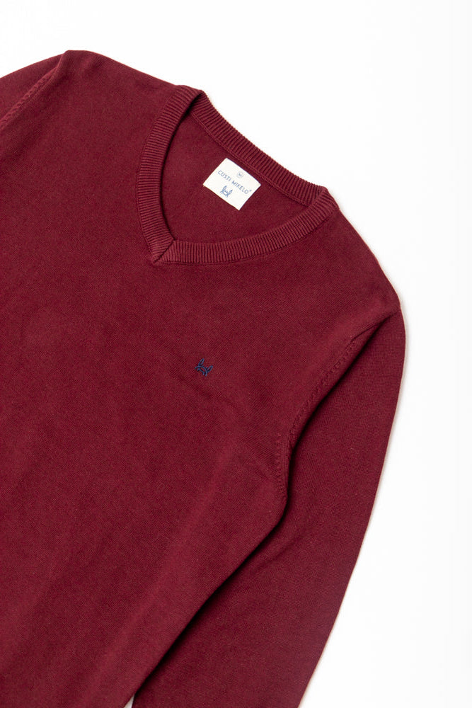 Jersey Básico Cuello Pico Vino