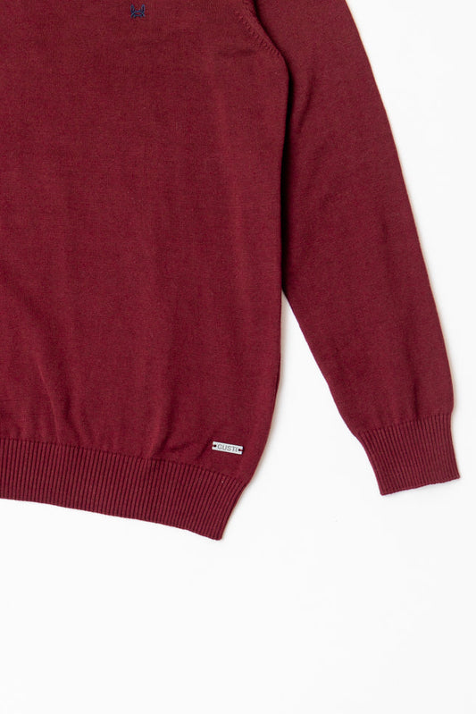 Jersey Básico Cuello Pico Vino