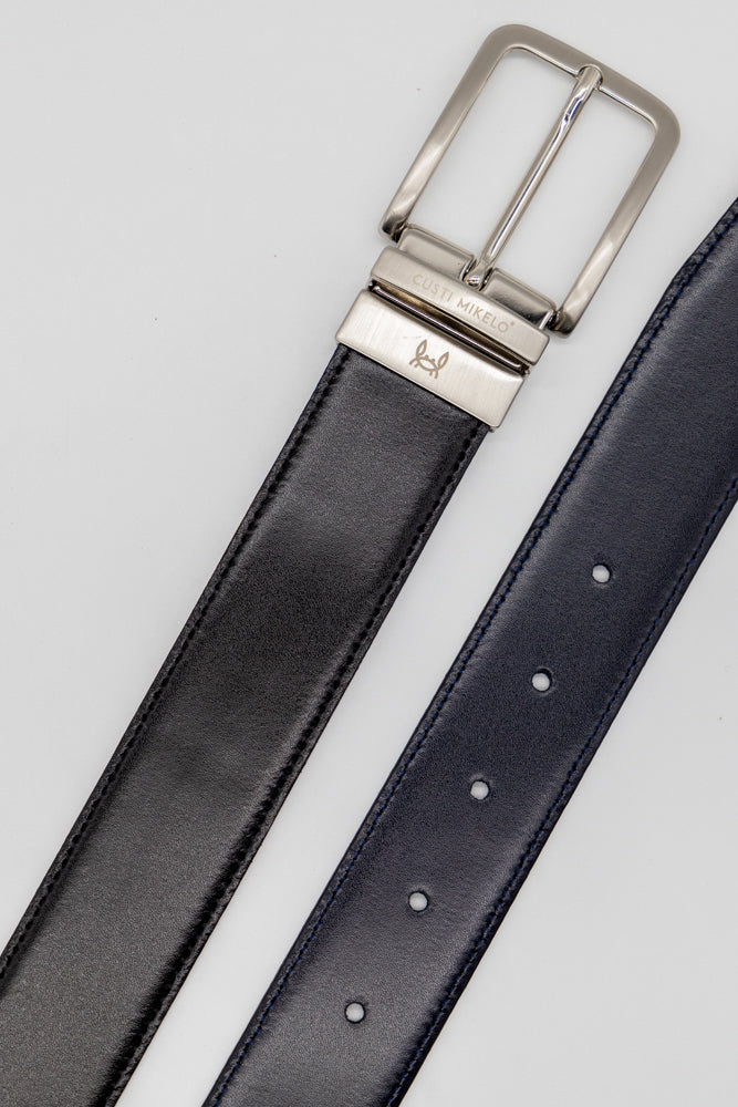 Cinturón piel reversible | Negro & Marino