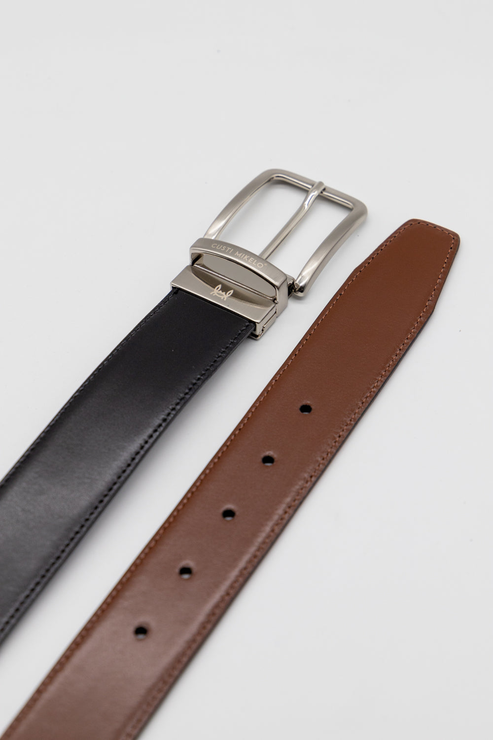 Cinturón piel reversible | Negro & Cuero