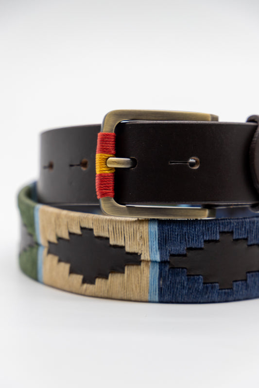 Cinturón piel argentino Beige Marino Verde