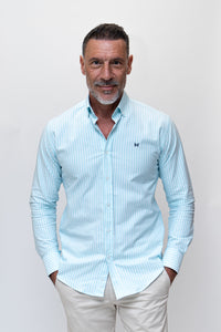 Camisa Rayas Oxford Turquesa | Sevilla