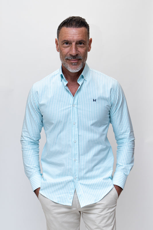 Camisa Rayas Oxford Turquesa | Sevilla