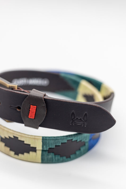 Cinturón piel argentino Tinta Beige Turquesa