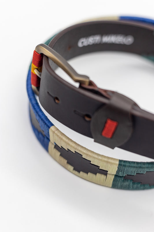 Cinturón piel argentino Tinta Beige Turquesa