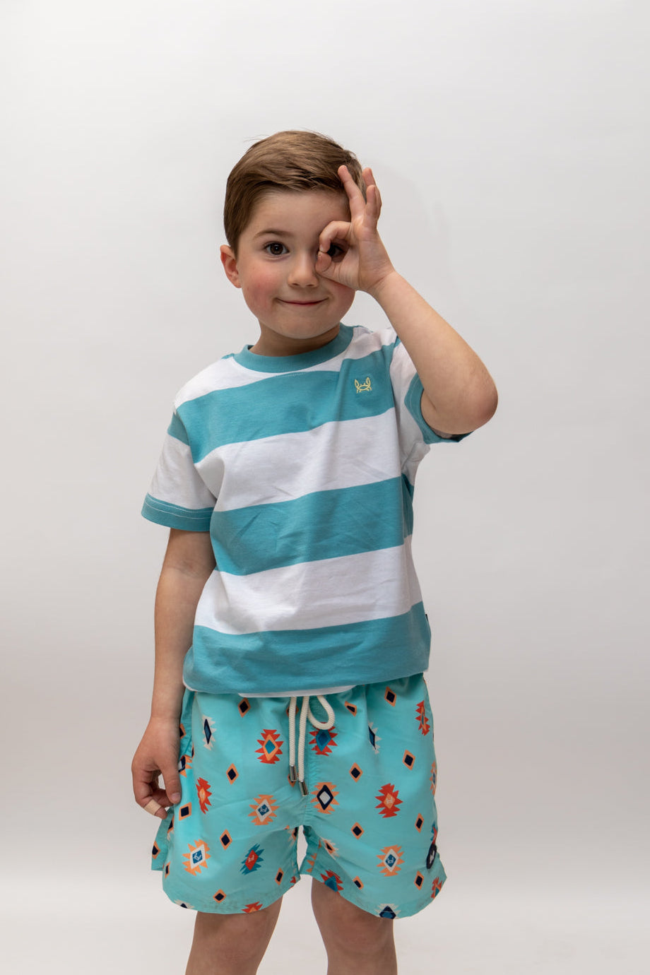 Camiseta Infantil Rayas Turquesa | Monaco