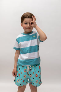 Camiseta Infantil Rayas Turquesa | Monaco