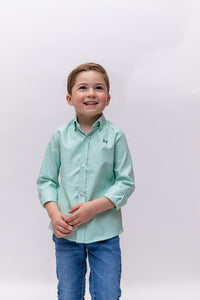 Camisa Infantil Oxford Lisa Verde Agua | Ronda