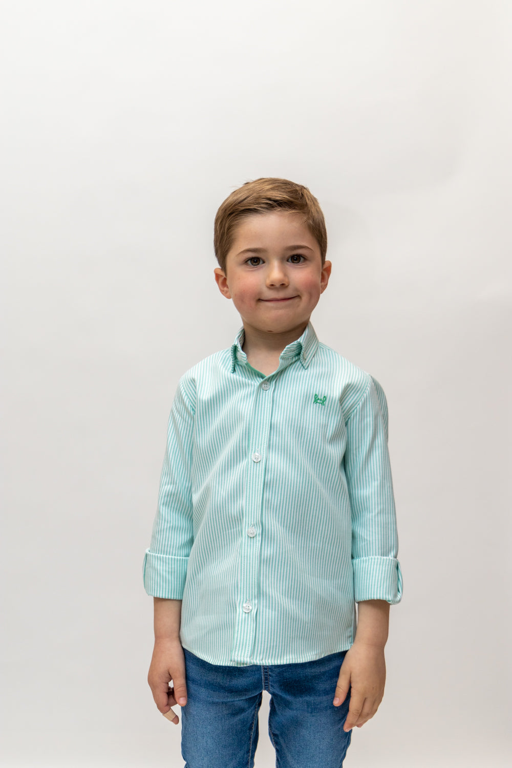 Camisa Infantil Oxford Raya Verde Agua | Córdoba