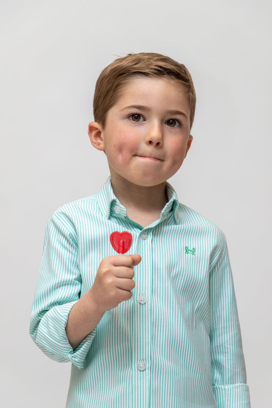 Camisa Infantil Oxford Raya Verde Agua | Córdoba