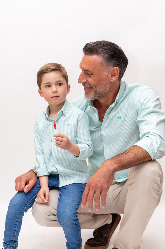 Camisa Infantil Oxford Raya Verde Agua | Córdoba