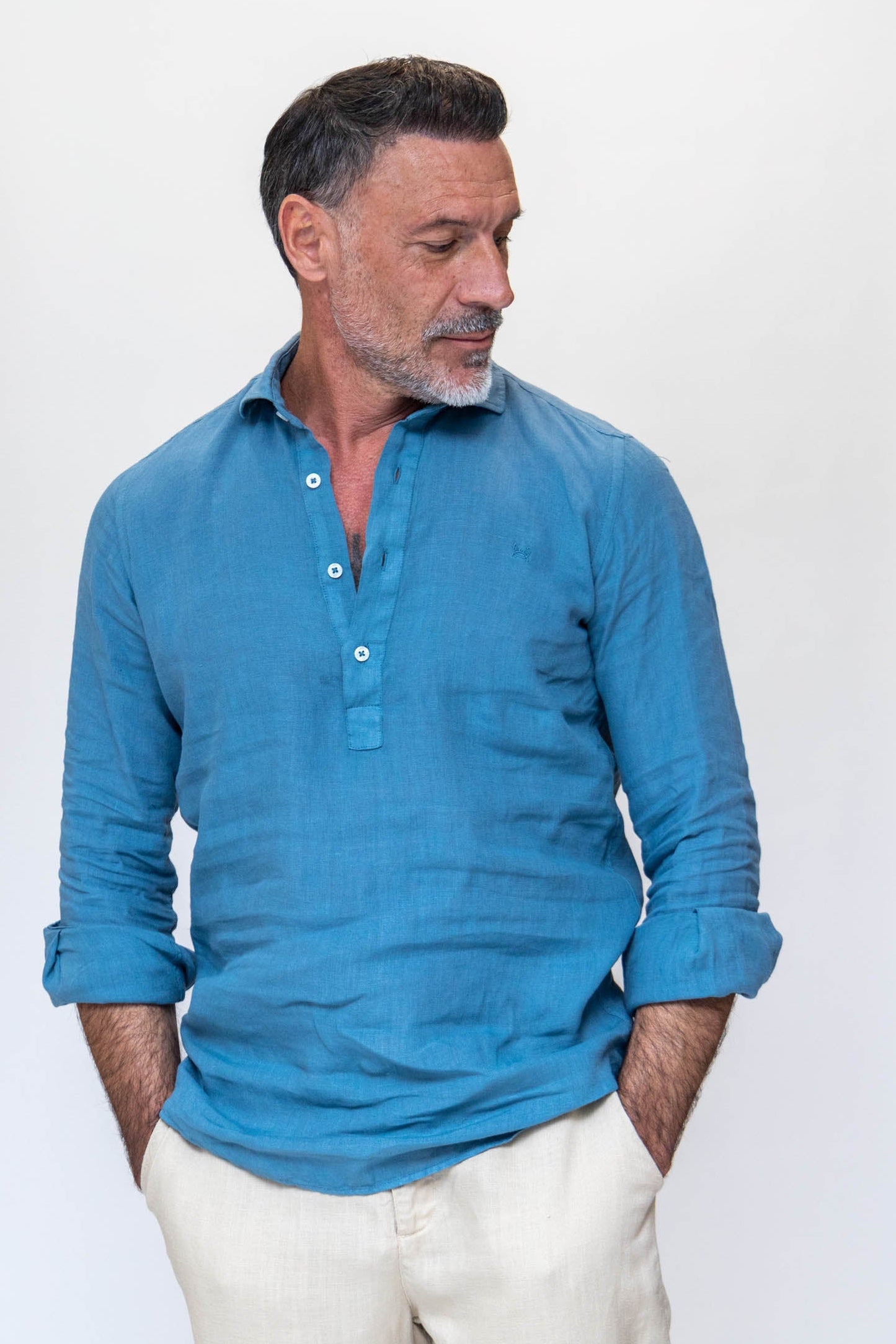 Polera Lino Petróleo