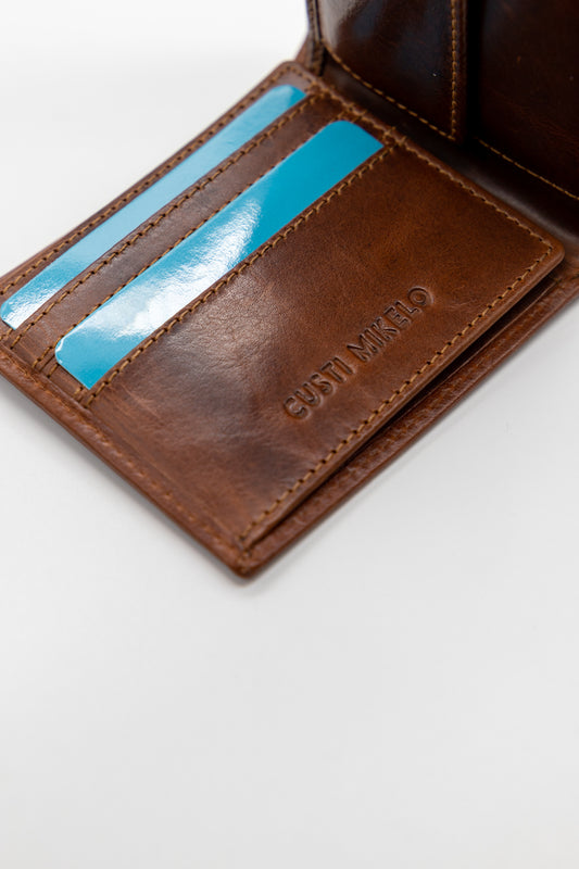 Cartera Broche Horizontal Cuero Marrón Claro