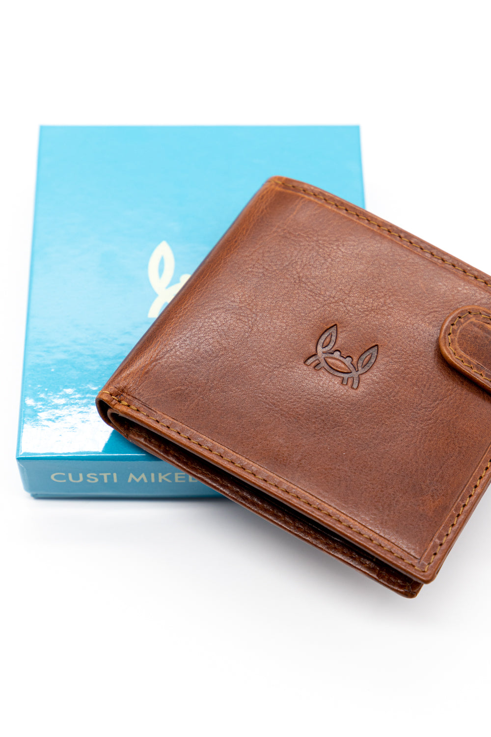 Cartera Broche Horizontal Cuero Marrón Claro