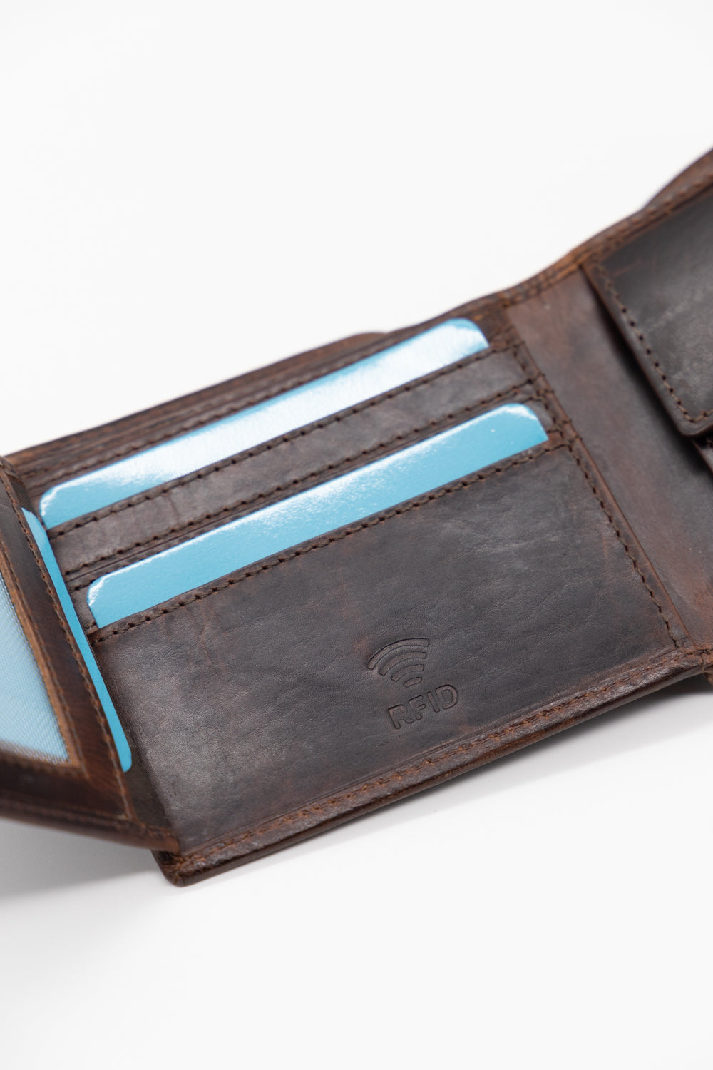 Cartera Broche Horizontal Cuero Marrón Oscuro