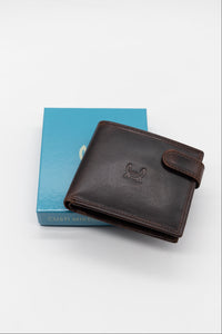 Cartera Broche Horizontal Cuero Marrón Oscuro