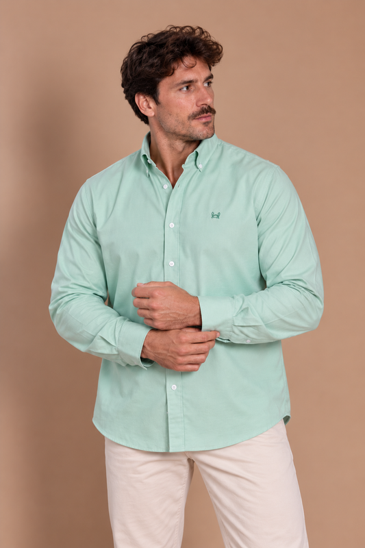 Chemise Oxford unie vert d'eau | Ronda