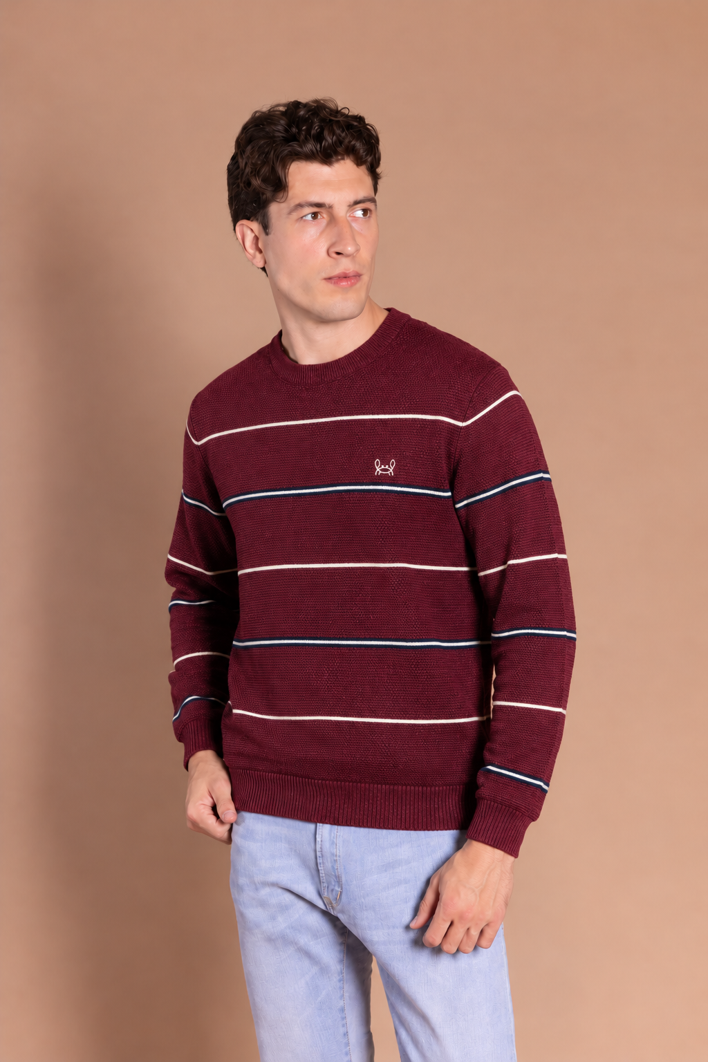 Jersey Slim Fit Rayas Burdeos