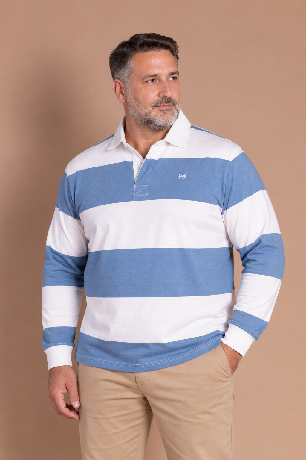 Polo rugby délavé et crème