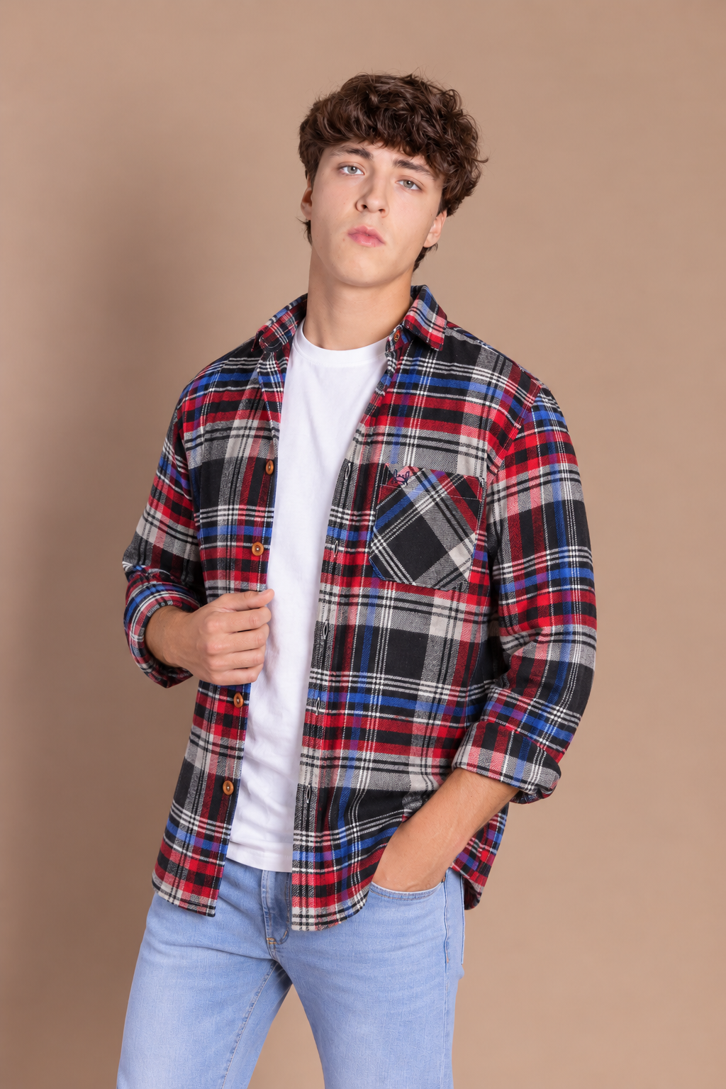 Sobrecamisa Franela Rojo Azul