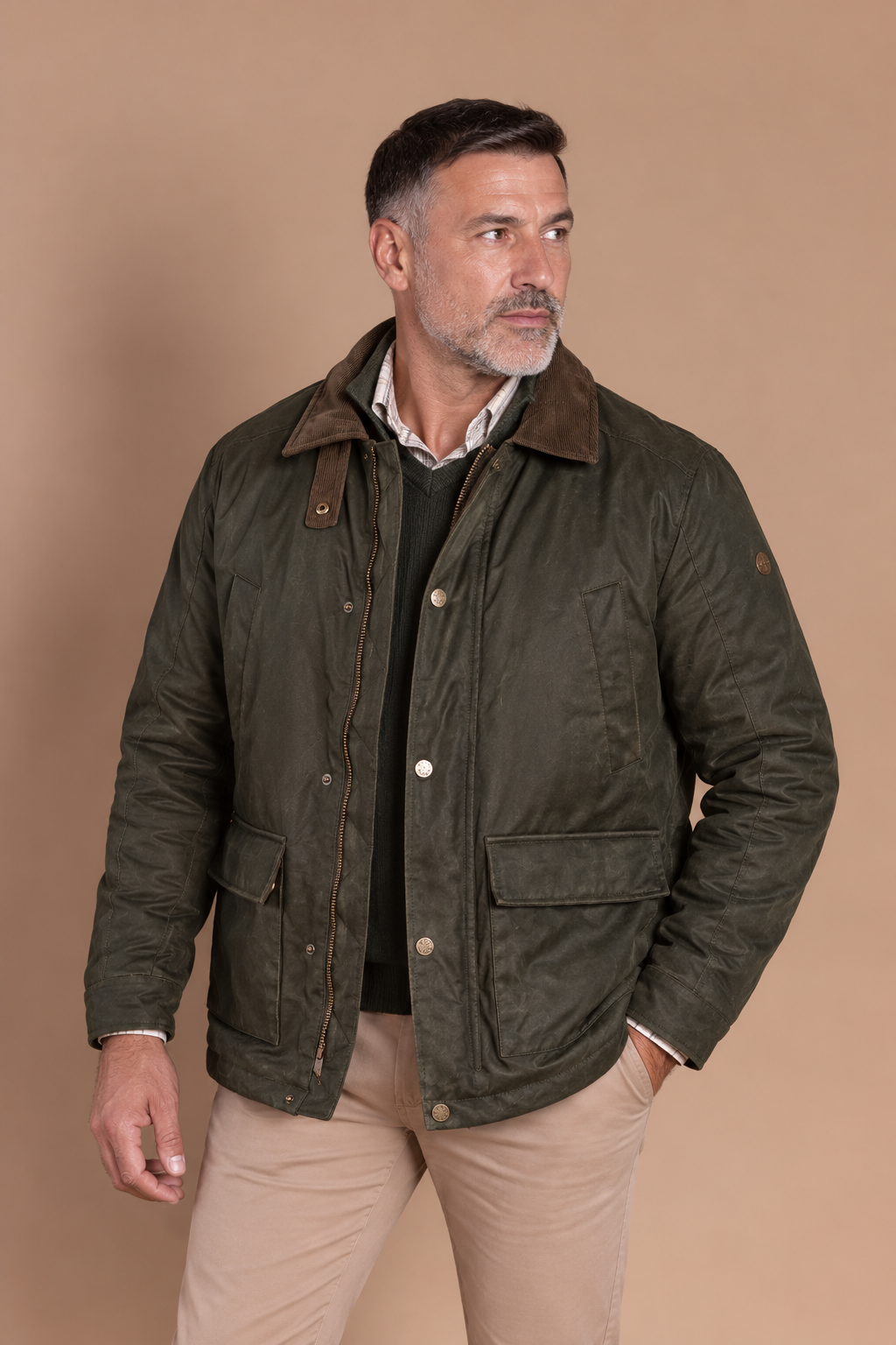 Parka cirée vert kaki