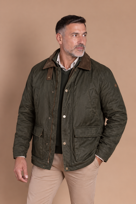 Parka cirée vert kaki