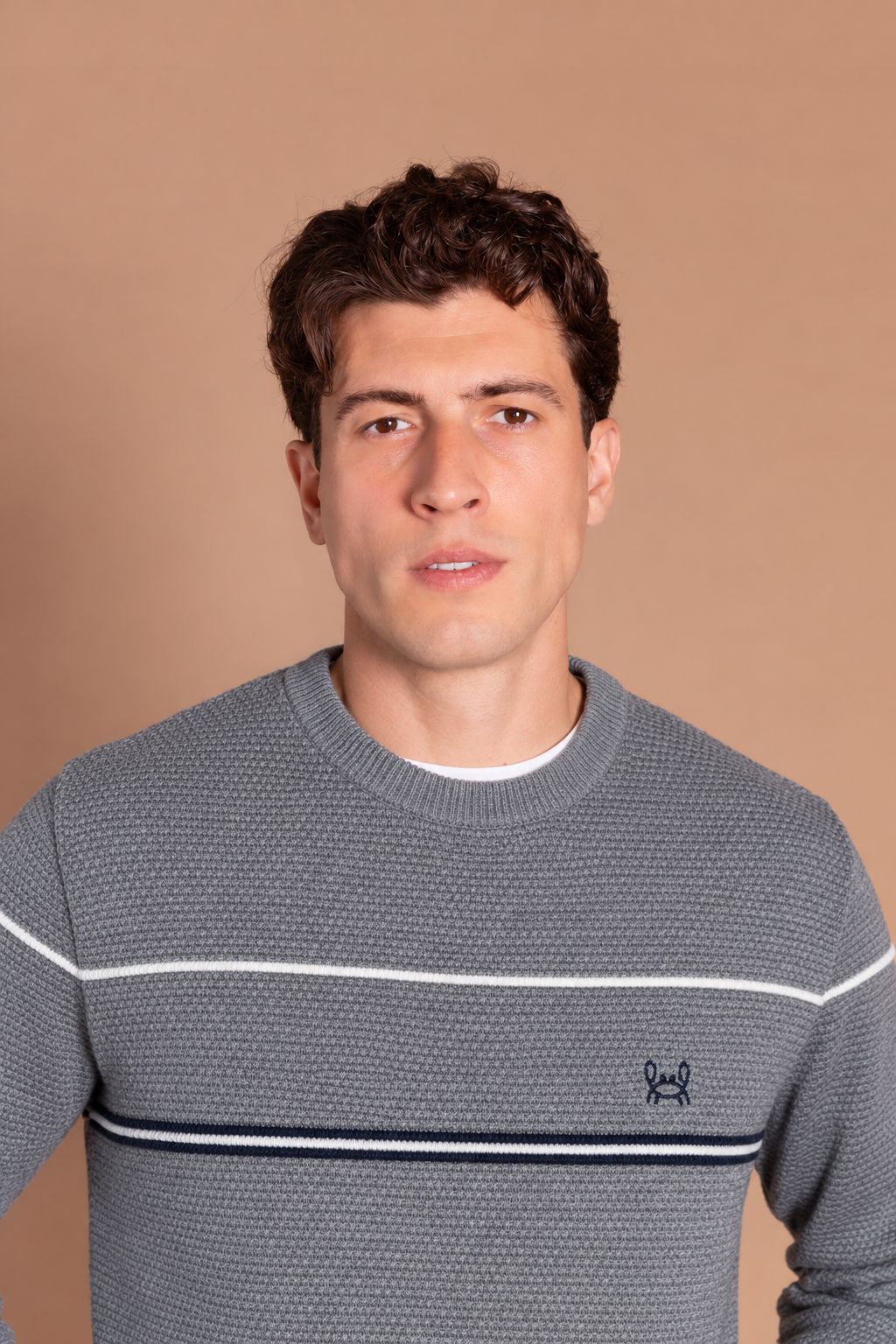 Jersey Slim Fit Rayas Gris