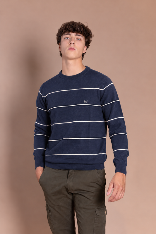 Jersey Slim Fit Rayas Azul Marino