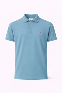 Polo Básico Manga Corta Azul Agua