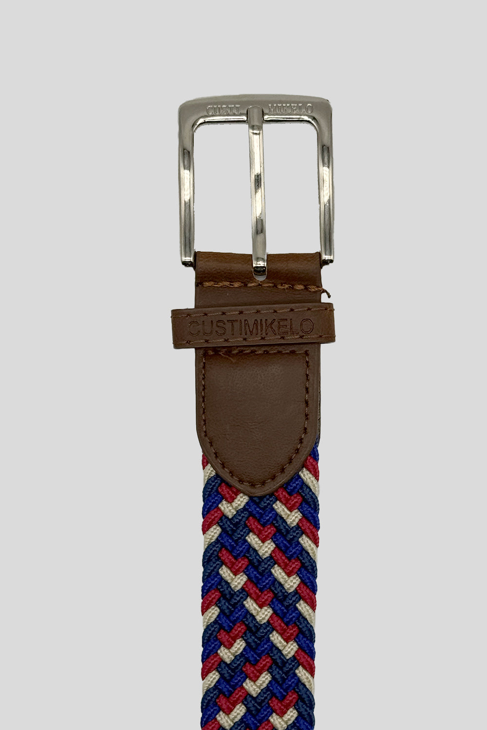 Cinturón trenzado Azul-Rojo-Beige