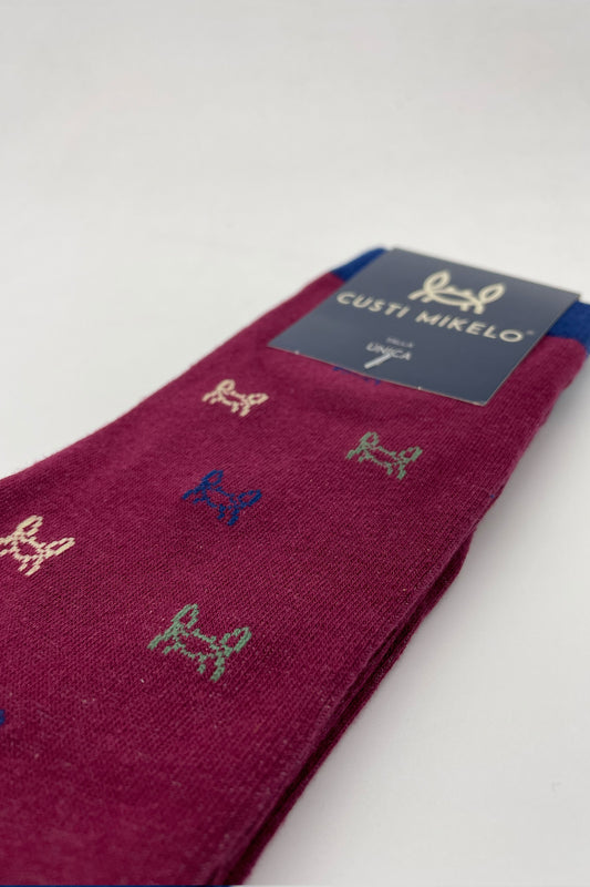 Calcetín Cangrejito Multicolor Burdeos