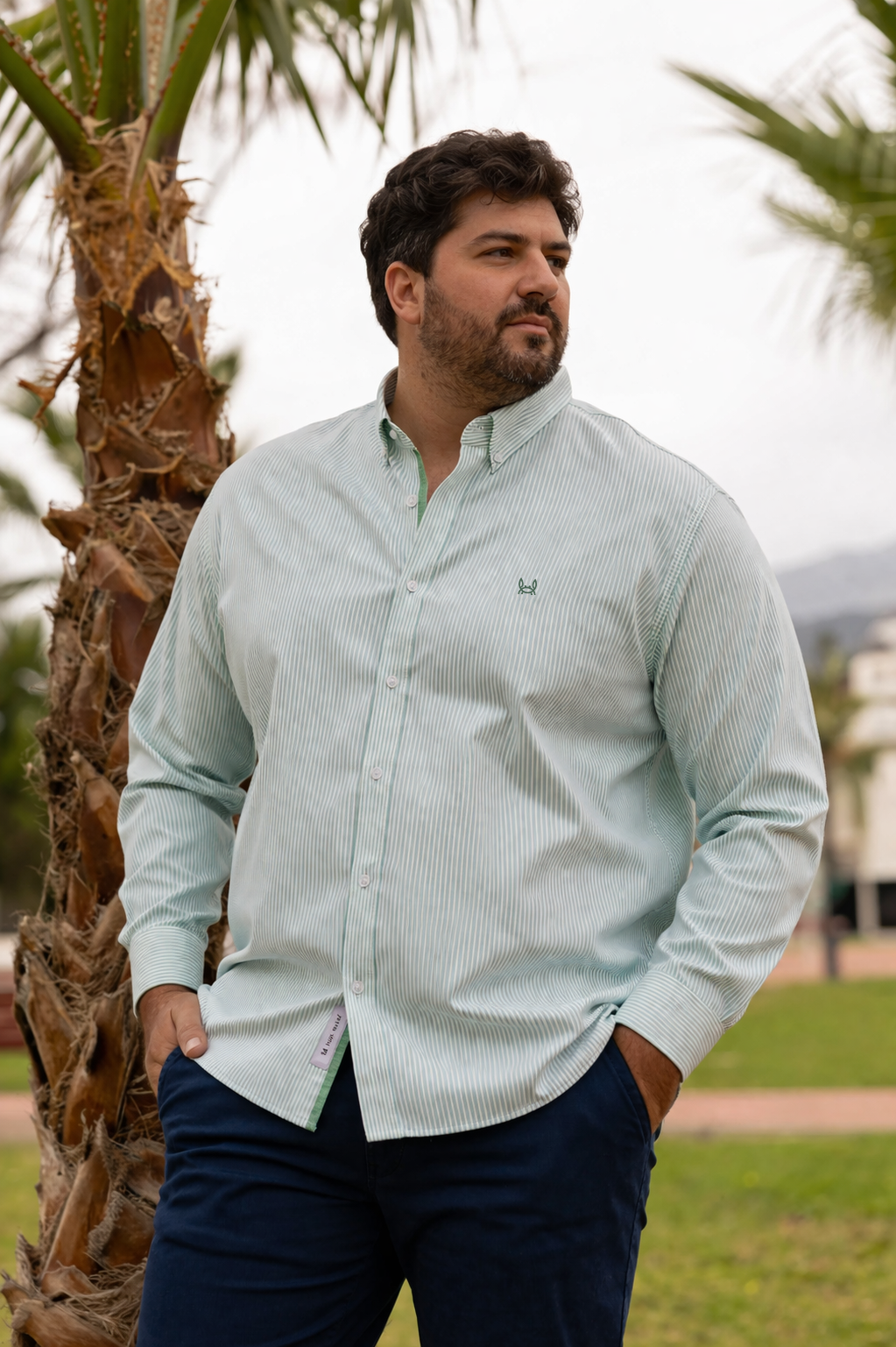 Camisa Rayas Oxford Verde Agua | Córdoba
