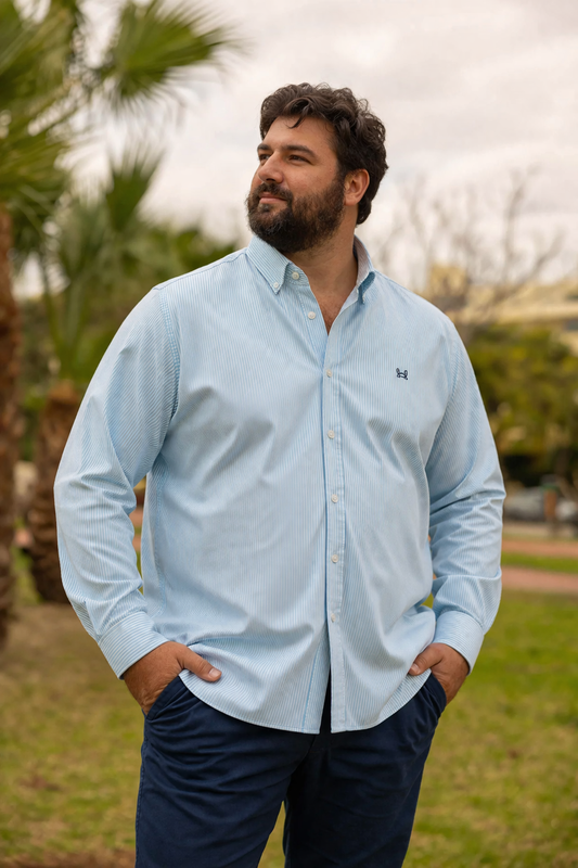 Camisa Rayas Oxford Turquesa | Córdoba