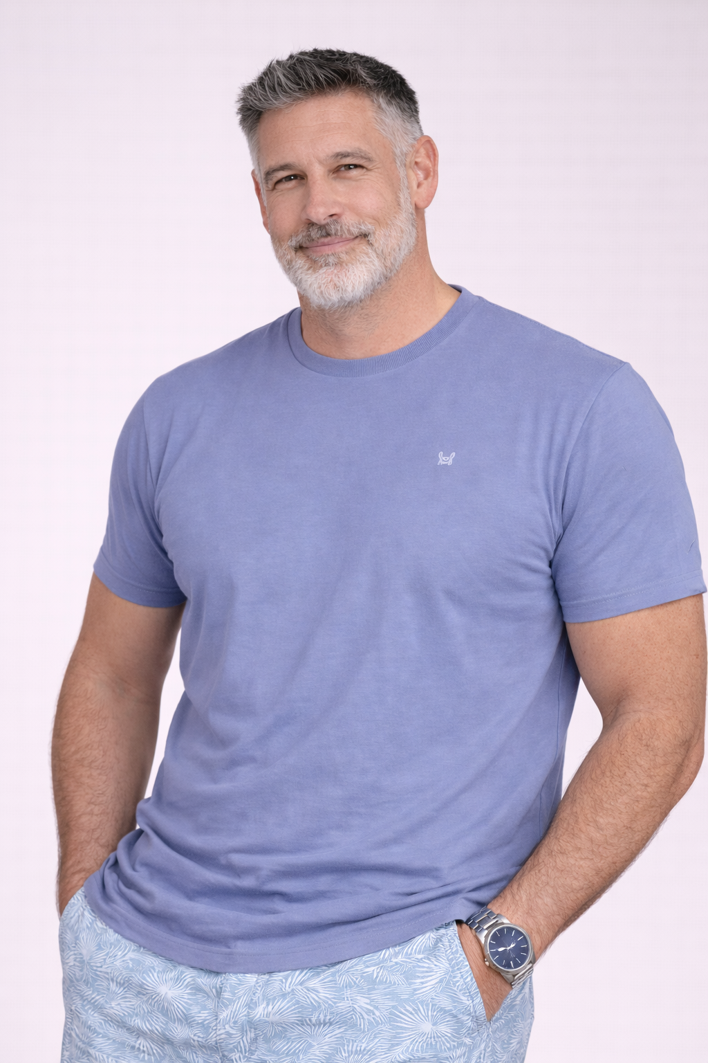 Camiseta Básica Manga Corta Azul Ácido