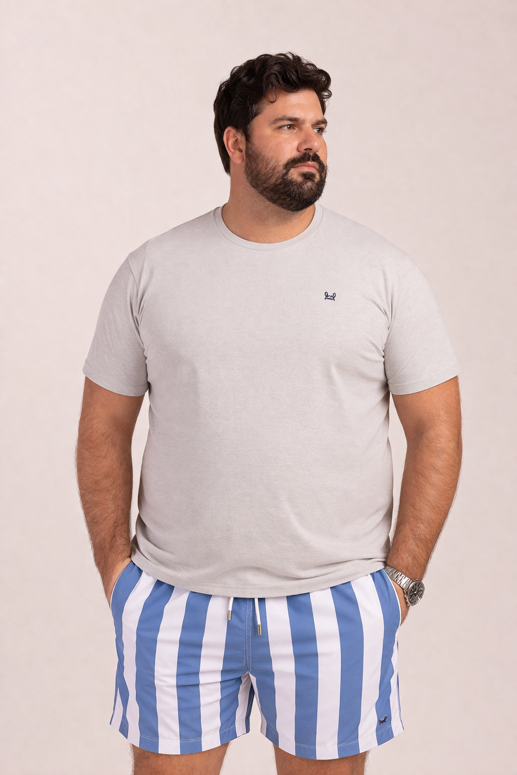 Camiseta Básica Manga Corta Gris