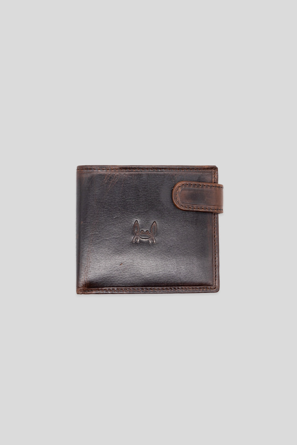 Cartera Broche Horizontal Cuero Marrón Oscuro