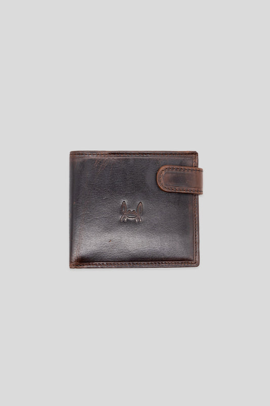 Cartera Broche Horizontal Cuero Marrón Oscuro