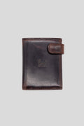 Cartera Broche Vertical Cuero Marrón Oscuro