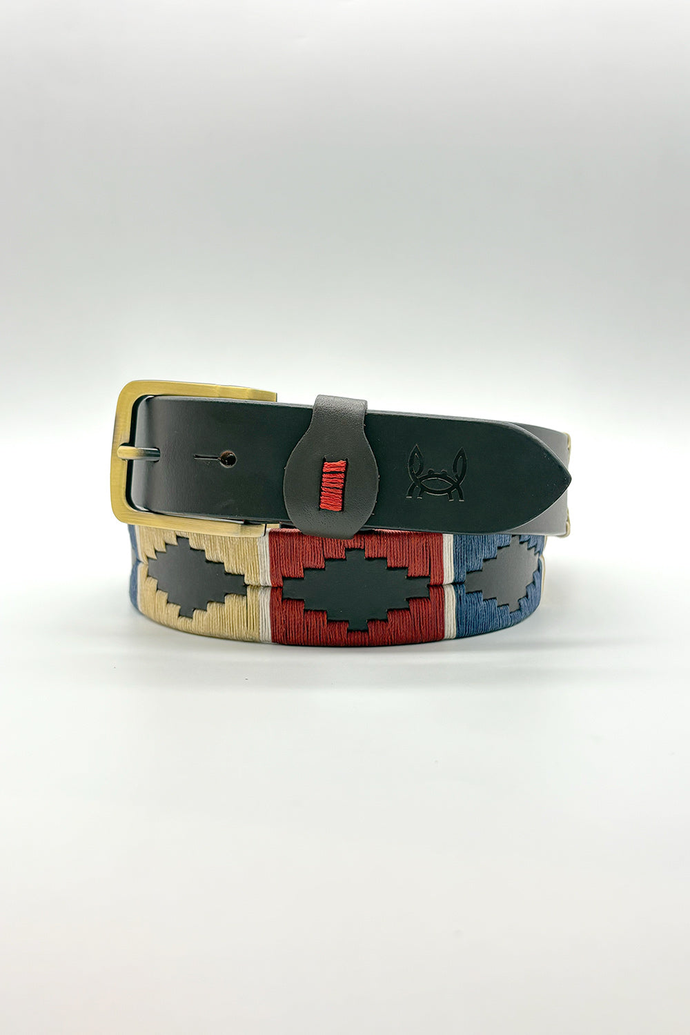 Cinturón piel argentino Marino Beige Rojo | 94