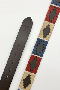 Cinturón piel argentino Marino Beige Rojo | 94