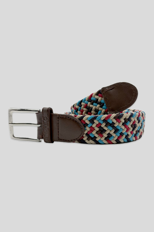 Cinturón trenzado Beige Turquesa Rojo