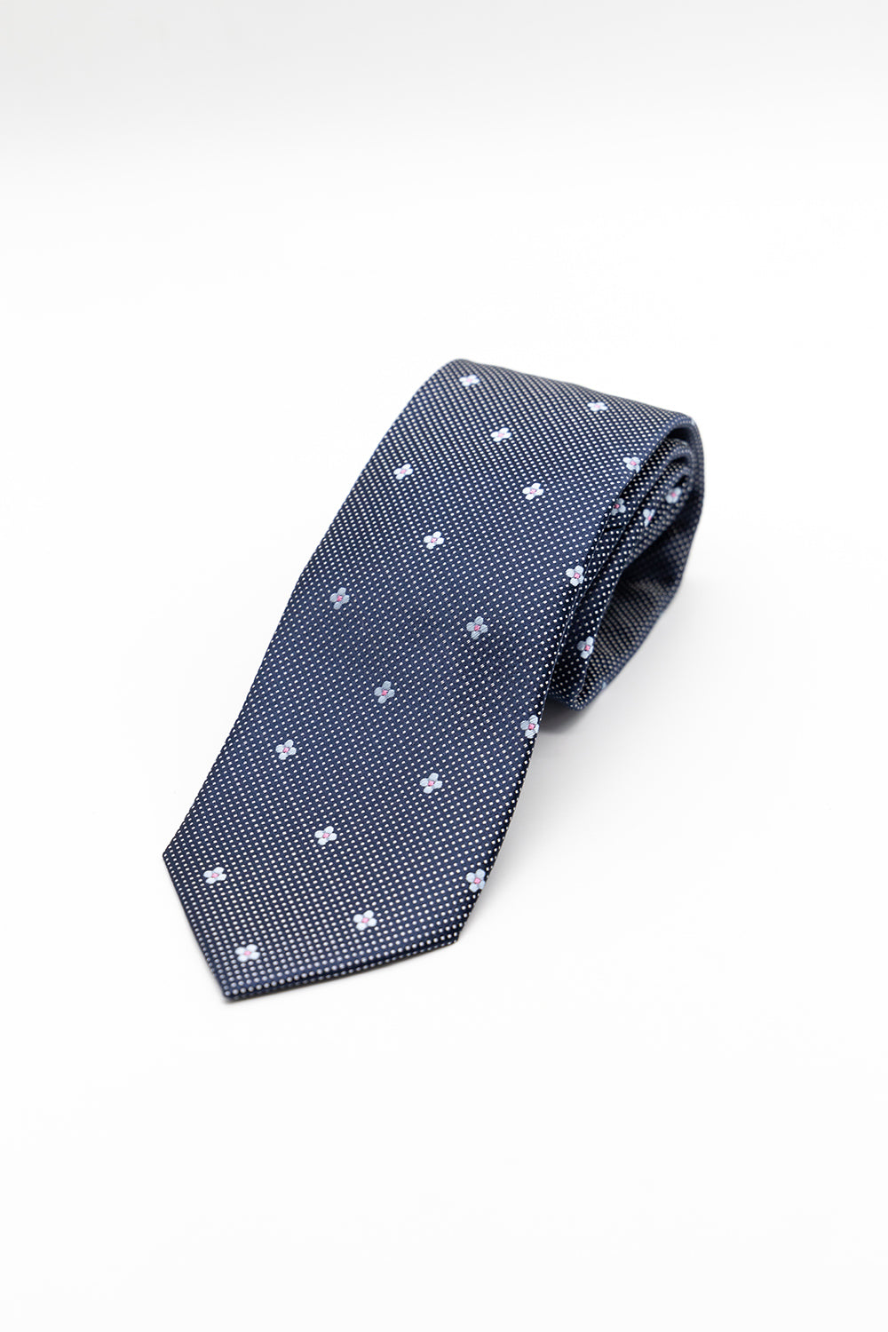 Corbata flores gris