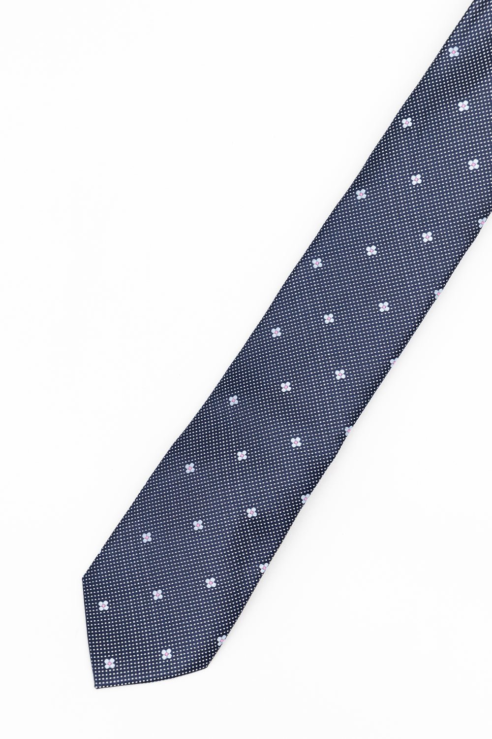 Corbata flores gris