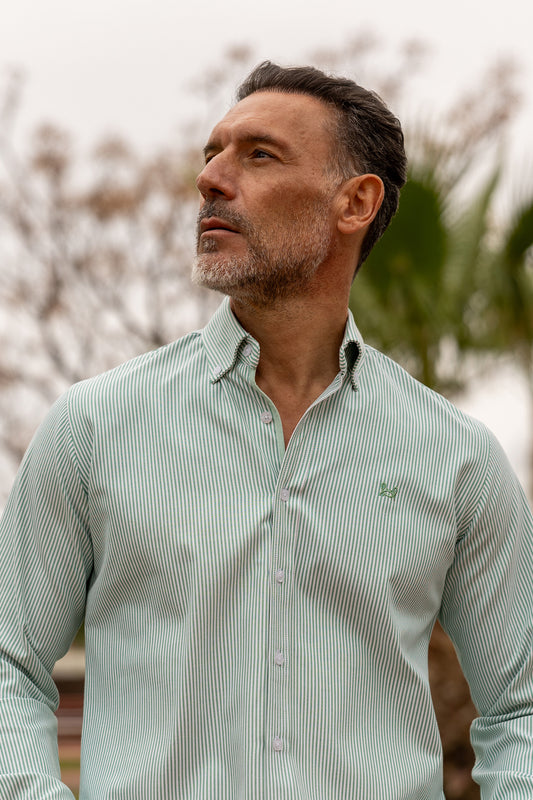 Camisa Rayas Oxford Verde | Córdoba