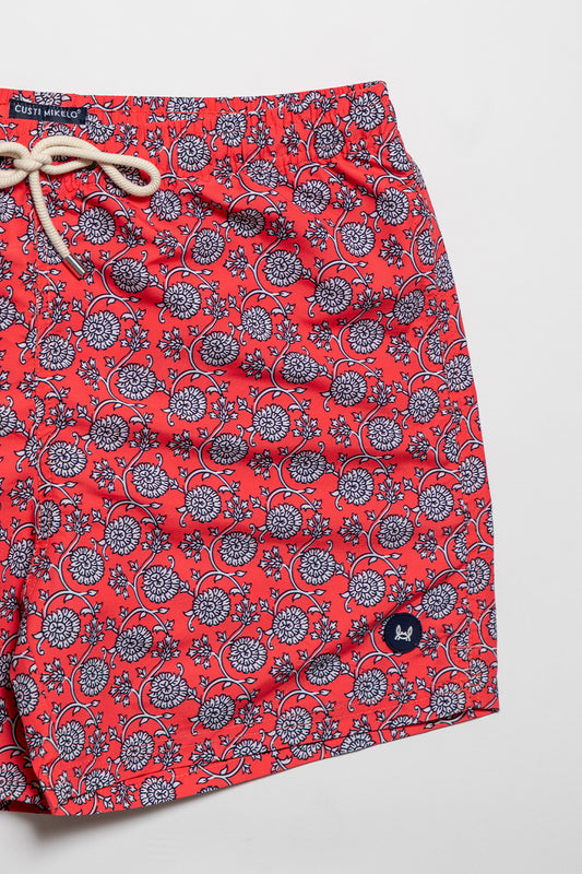 Bañador Flores Rojo